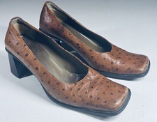 Vintage Ostrich-Embossed Leather Pointed-Toe Stiletto Heel Boots, Tan/Cream