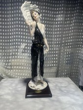 Giuseppe Armani Florence Capodimonte-Style Lady Figurine with Applied Flowers on Wood Base