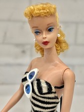 Vintage Mattel Barbie Ponytail Doll in Zebra-Stripe Swimsuit, Blonde — listing 4