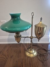 Vintage Brass Student Lamp with Milk Glass Shade (Electrified) — listing 3
