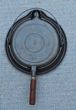 Antique Cast Iron Stovetop Waffle Iron with Round Hinged Grid — listing 6