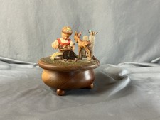 ANRI Hand-Carved Wood Girl Playing Balalaika Music Box - Thorens 'Lara's Theme' Movement — listing 3