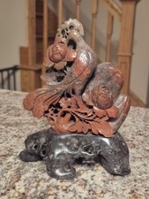Chinese Carved Soapstone Vase with Pierced Fruiting Branch and Foliage Decoration