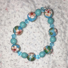 Vintage Chinese Cloisonné Enamel Floral Bead Stretch Bracelet — listing 4