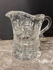 Cut Glass Creamer with Pinwheel and Hobstar Pattern, Sawtooth Rim — listing 5