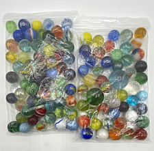 Mixed Lot of Vintage & Modern Glass Marbles in Tin