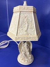 Vintage Lithophane Panel Table Lamp with Six Molded Genre Scenes — listing 4