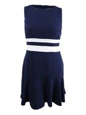 Sleeveless Fit-and-Flare Dress with Red Bodice and Red/White Striped Skirt — listing 3