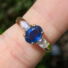 14k Yellow Gold Blue Sapphire & Diamond Ring — listing 4