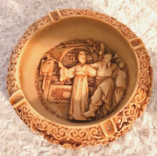 Chinese Cinnabar-Style Carved Resin Vase with Landscape and Figure Scene, approx. 11 inches