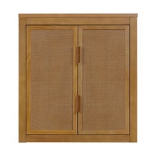 Vintage Pine Two-Door Wall-Mount Cabinet with Scalloped Gallery and Raised-Panel Doors — listing 5