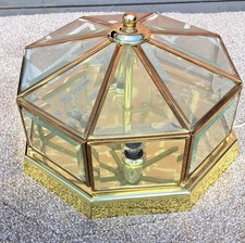 Vintage Pressed Glass Dome Light Shade with Diamond Cut and Etched Floral Pattern — listing 5