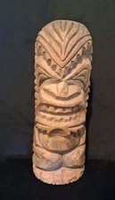Hand-Carved Wood Tiki God Sculpture, 10" Tall, Dark Wood Finish (Marked 3787) — listing 6