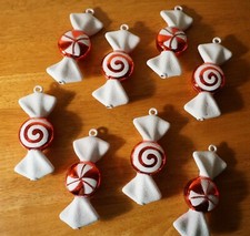 Peppermint Candy Christmas Ornament Set - Red & White Swirl and Striped Shatterproof Ornaments — listing 5