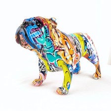 Colorful Pop Art English Bulldog Portrait on Canvas, Signed S. Wall — listing 2
