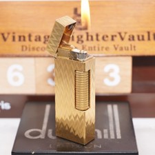 Vintage Dunhill Rollagas Gold-Plated Barley Pattern Lighter with Original Box — listing 5