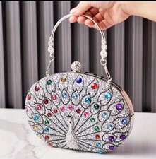 Silver Metallic Mesh Rhinestone Evening Clutch with Chain Strap — listing 2