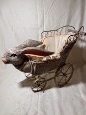 Antique Wicker Doll Furniture Set — Chaise Lounge, Chair & Rocker with Original Cushions — listing 2