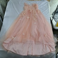 Pink Ombré Glitter Tulle V-Neck Prom Gown with Ruffled Skirt — listing 5