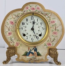 Antique New Haven Clock Co. Victorian Walnut Parlor Mantel Clock with Bronze Figural Bust — listing 2