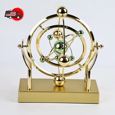 Set of 2 Chrome Perpetual Motion Kinetic Sculptures - Ferris Wheel & Gyroscope Orbital Desk Toys, listing 2