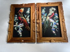 Hand-Carved Wooden Feather Wall Art Sculpture with Cedar Bark Wrapped Stem, Beaded Fringe, Signed, Native American / Northwest Coast Style — listing 3