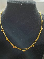 Gold-Tone Necklace and Stud Earrings Jewelry Set with Rope Chain, Unmarked, listing 5