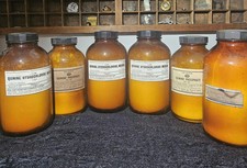 Lot of 7 Vintage Amber Glass Apothecary & Medicine Bottles (One with Glass Stopper/Dropper)