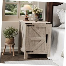 Modern Gray Oak Laminate 1-Drawer Nightstand with Open Shelf (Set of 2) — listing 3