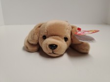 Ty Beanie Baby Curly-Coat Tan Dog Plush with Heart Tag — listing 5