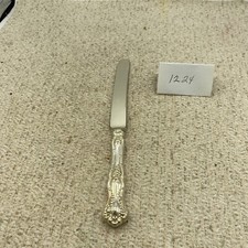 Vintage Silver-Plated Dinner Knife with Geometric Art Deco Handle