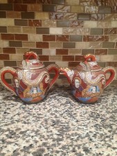 Japanese Kutani-Style Hand-Painted Porcelain Lidded Sugar Bowl with Figural Dragon Finial — listing 5