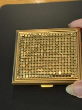 Vintage Gold Tone Powder Compact with Mirror and Puff A maker's name, listing 5