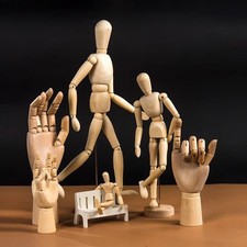 Vintage Wooden Artist's Articulated Mannequin Figure, 14" Tall on Round Base — listing 3