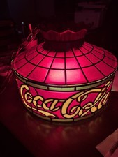 Coca-Cola Tiffany-Style Stained Glass Table Lamp with Ornate Metal Base — listing 6