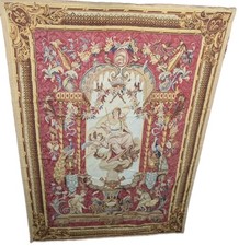 Vintage Woven Scenic Landscape Tapestry Tablecloth with Lake, Cottage & Sailboat Motif — listing 5