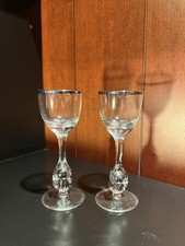 Vintage Silver-Rim Wheel-Cut Footed Cordial/Sherry Glasses, Set of Multiple — listing 2