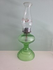 Antique Green Uranium/Vaseline Glass Kerosene Oil Lamp with Greek Key Pattern — listing 5