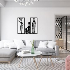 Contemporary Abstract Metal Wall Art Sculpture, Interlocking Rings with Torch-Flame Finish, listing 6