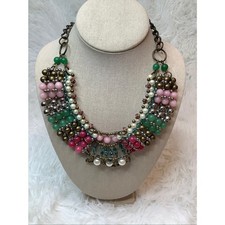 Pam Hiran Artisan Statement Bib Necklace with Turquoise, Carnelian & Mixed Metal Beads — listing 3