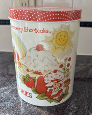 Vintage 1980s Strawberry Shortcake Metal Trash Can Wastebasket, Red with White Polka Dots, Cheinco — listing 2