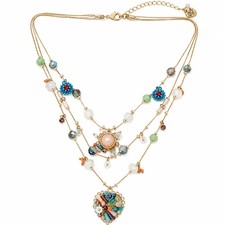 Layered Gold-Tone Triple Butterfly Pendant Necklace with Cream Enamel Accents — listing 6