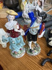 Rococo-Style Porcelain Courting Couple Figural Table Lamp with Mandolin Player — listing 2