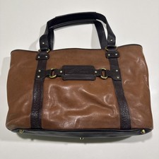 Stone Mountain Olive Green Leather Shoulder Bag with Brown Trim — listing 2