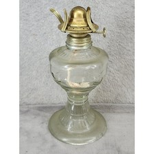 Antique Clear Glass Pedestal Kerosene Oil Lamp with Eagle Burner — listing 6