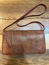 Vintage Lizard Skin Shoulder Bag with Gold H-Clasp — listing 5