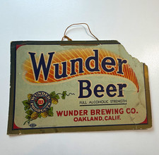 Wunder Beer 1907 Greetings Advertisement on Wood Pallet Sign, Wunder Brewing Co San Francisco