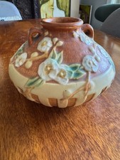 Roseville Cherry Blossom Two-Handled Vase, Shape 618-5, Pink/Brown Colorway — listing 6