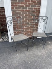 Vintage Wrought Iron 5-Piece Patio Dining Set with Mesh Round Table and 4 Chairs — listing 4