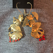 Pair of Antiqued Copper-Tone Elephant Head Charm Drop Earrings with Leverback Hooks — listing 5